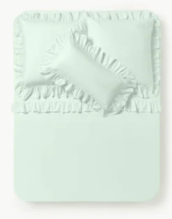 Gewassen katoenen perkal laken Louane^Westwing Collection New