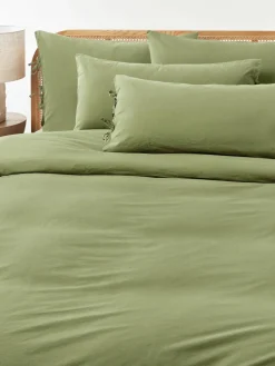 Gewassen katoenen perkal kussensloop Leonie^Westwing Collection Discount