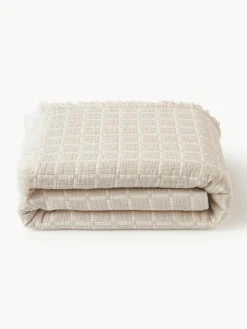 Gewassen mousseline bedsprei Ronia met franjes^Westwing Collection New