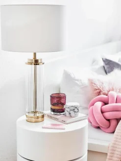 Grote glamoureuze tafellamp Gabor met glazen voet^Westwing Collection Best