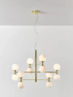 Grote hanglamp Grover met opaal glazen bollen^Westwing Collection Fashion