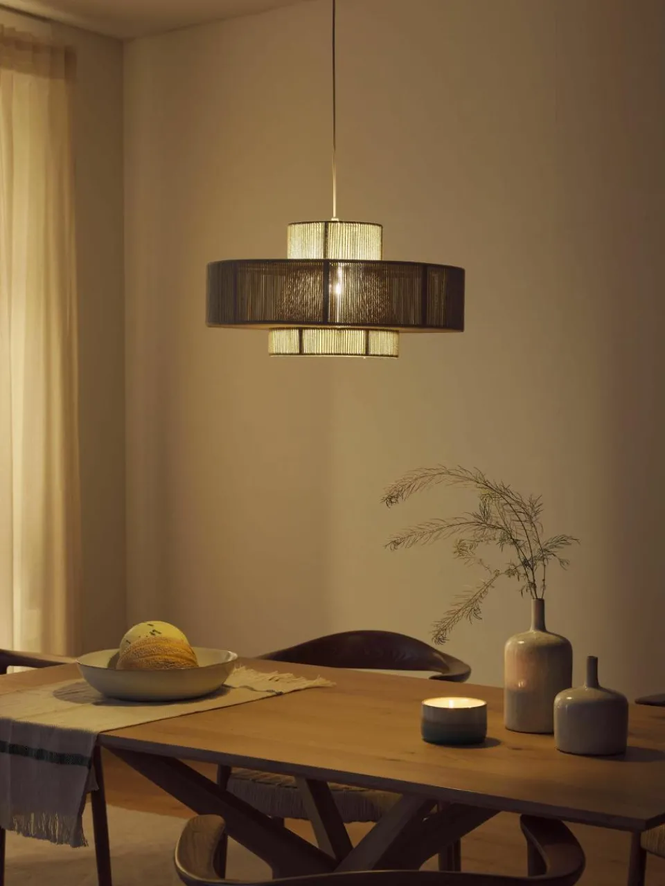 Grote hanglamp Lace uit linnendraden^Westwing Collection Online