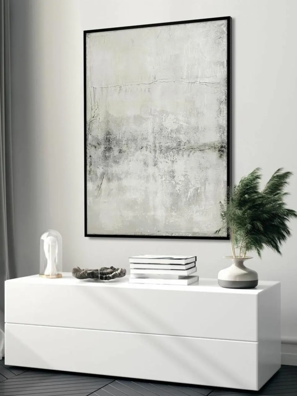 Handbeschilderde canvasdoek Simple Living met houten frame^Malerifabrikken Best