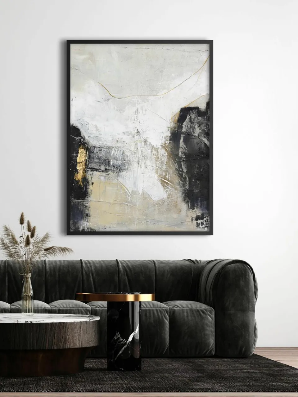 Handbeschilderde canvasdoek White Noir met houten frame^Malerifabrikken Clearance