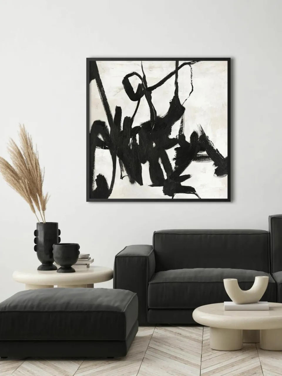 Handbeschilderde canvasdoek Playblack met houten frame^Malerifabrikken Discount