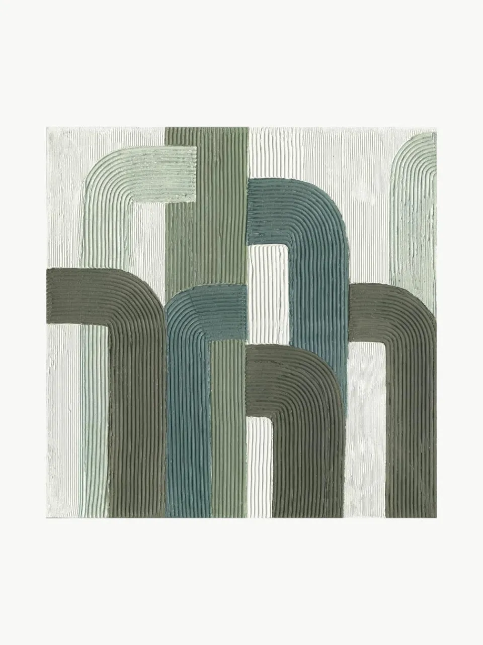 Handbeschilderde canvasdoek Green Lines^Agave New