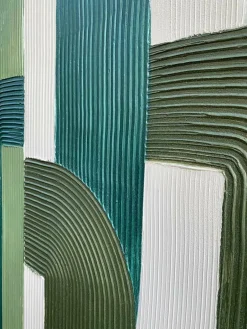 Handbeschilderde canvasdoek Green Lines^Agave New