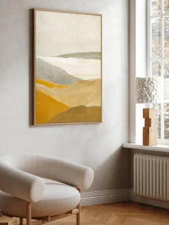Handbeschilderde canvasdoek Yellow Field met houten lijst^Malerifabrikken Online