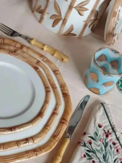 Handbeschilderde dinerborden Bamboo^Westwing Fashion