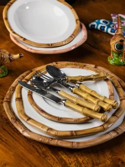 Handbeschilderde dinerborden Bamboo^Westwing Fashion