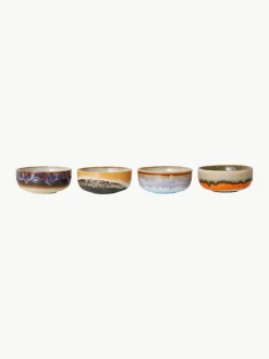 Handbeschilderde dipschalen 70's met reactief glazuur, set van 4^HKLIVING Best
