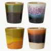 Handbeschilderde eierdopjes 70's met reactief glazuur, set van 4^HKLIVING Fashion