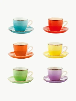 Handbeschilderde espresso kopjes Baita met schoteltjes, 6-delig^Villa D'Este Home Tivoli Sale