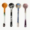 Handbeschilderde keramiesche lepel 70's met reactief glazuur, set van 4^HKLIVING Hot