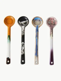 Handbeschilderde keramiesche lepel 70's met reactief glazuur, set van 4^HKLIVING Hot