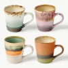 Handbeschilderde keramische espresso kopjes 70's met reactief glazuur, set van 4^HKLIVING Clearance