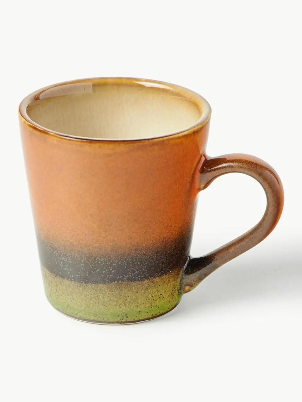 Handbeschilderde keramische espresso kopjes 70's met reactief glazuur, set van 4^HKLIVING Clearance