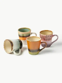 Handbeschilderde keramische espresso kopjes 70's met reactief glazuur, set van 4^HKLIVING Clearance