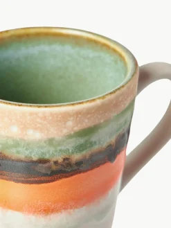 Handbeschilderde keramische espresso kopjes 70's met reactief glazuur, set van 4^HKLIVING Clearance