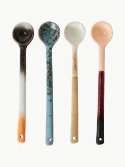 Handbeschilderde keramische lepel 70's met reactief glazuur, set van 2^HKLIVING Discount