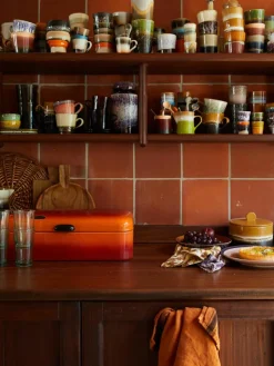 Handbeschilderde keramische bekers 70's met reactief glazuur, set van 6^HKLIVING Outlet