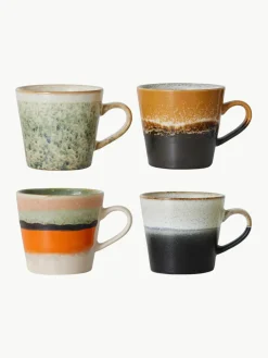 Handbeschilderde keramische mokken 70's met reactief glazuur, set van 4^HKLIVING Hot