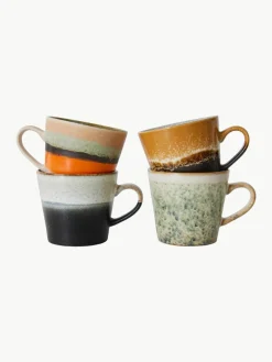 Handbeschilderde keramische mokken 70's met reactief glazuur, set van 4^HKLIVING Hot