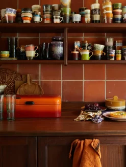 Handbeschilderde keramische mokken 70's met reactief glazuur, set van 4^HKLIVING Hot