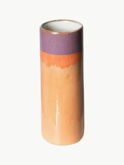 Handbeschilderde keramische vaas 70's met reactief glazuur, H 19 cm^HKLIVING Online