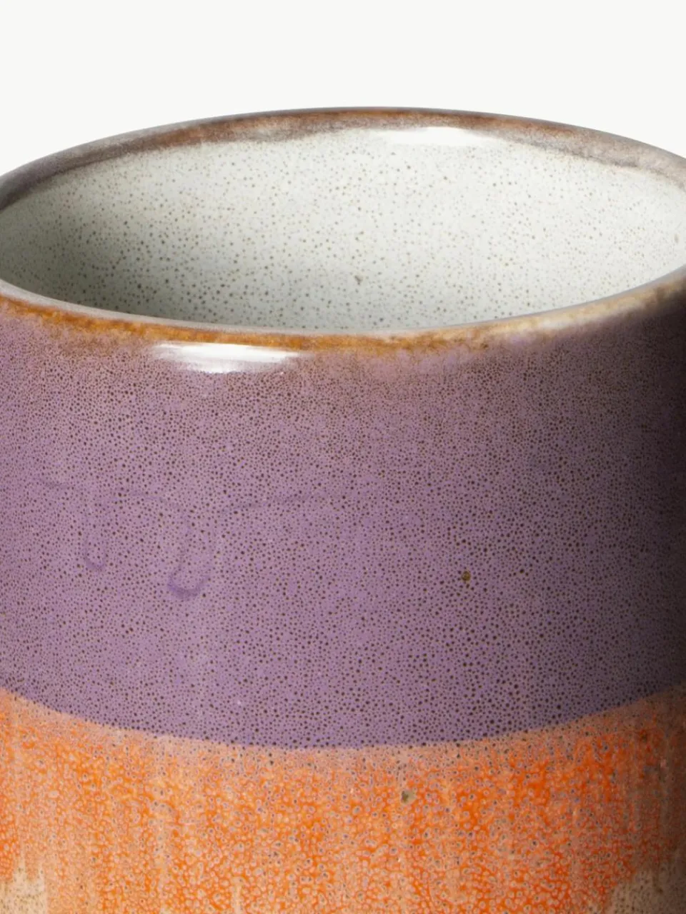 Handbeschilderde keramische vaas 70's met reactief glazuur, H 19 cm^HKLIVING Online