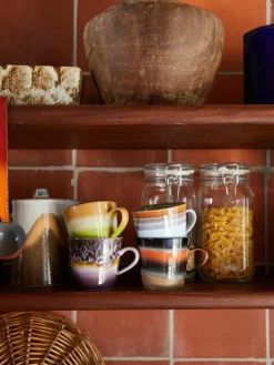 Handbeschilderde keramische mokken 70's met reactief glazuur, set van 4^HKLIVING Outlet