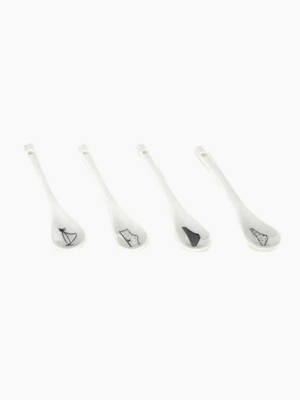 Handbeschilderde koffiekopjes Undressed met schoteltjes en lepels, set van 4^Pols Potten Best
