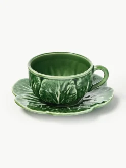 Handbeschilderde kopjes Cabbage met schoteltjes, 4 stuks^BORDALLO PINHEIRO Clearance