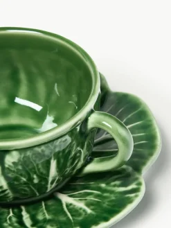 Handbeschilderde kopjes Cabbage met schoteltjes, 4 stuks^BORDALLO PINHEIRO Clearance