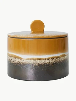 Handbeschilderde opbergpot 70's met reactief glazuur^HKLIVING Sale