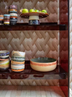 Handbeschilderde schaal 70's met reactief glazuur^HKLIVING Hot