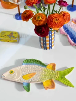 Handbeschilderde serveerplateau Fish van dolomiet^&k Amsterdam New
