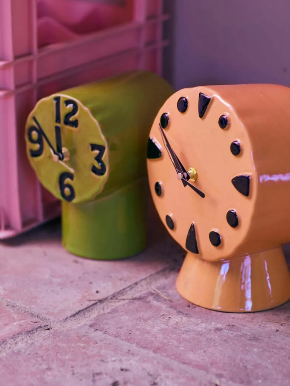 Handbeschilderde tafelklok Retro van keramiek^HKLIVING Outlet