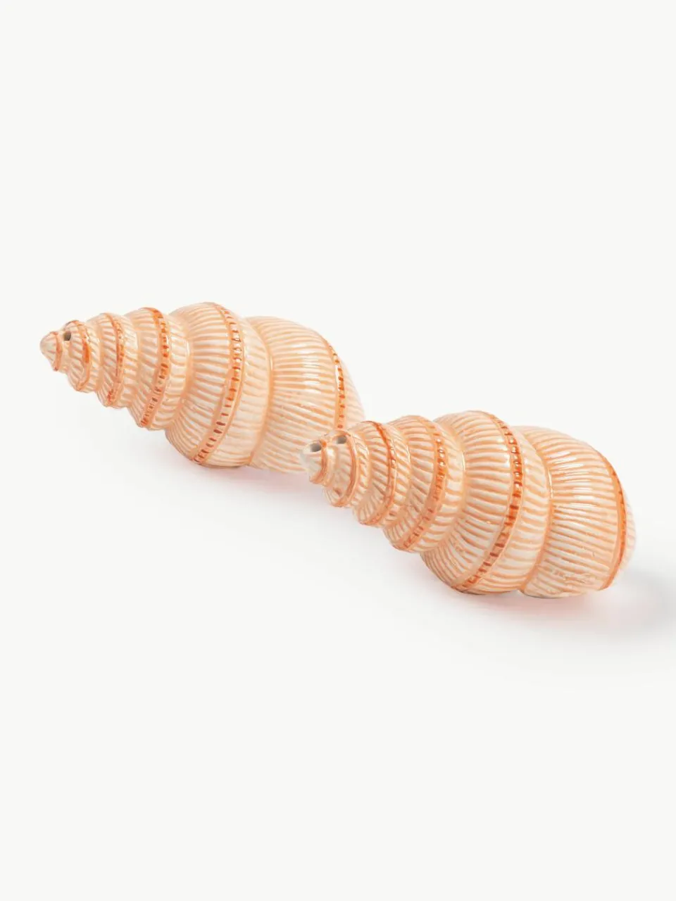 Handbeschilderde zout- & peperstrooier Shell van dolomiet, 2-delig^&k Amsterdam New