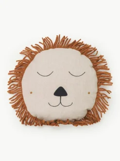 Handgeborduurd kussen Safari van linnen^ferm LIVING Kids New