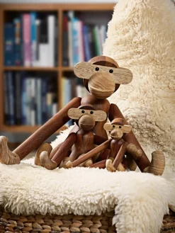 Handgemaakt decoratief object Monkey van teakhout, H 10 cm^KAY BOJESEN Sale