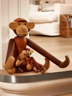 Handgemaakt decoratief object Monkey van teakhout, H 19 cm^KAY BOJESEN Hot