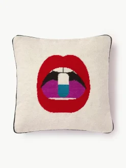 Handgemaakt wollen sierkussen Full Dose met lippenmotief^Jonathan Adler Online