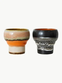 Handgemaakte bekers 70's van keramiek, 2-delig^HKLIVING New