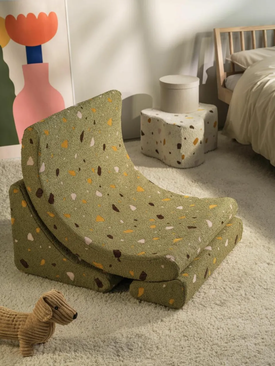 Handgemaakte bouclé kinderfauteuil Moon^Wigiwama Online