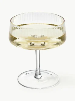 Handgemaakte champagneglazen Cami met groefstructuur, 4 stuks^Westwing Collection Sale