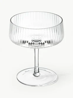 Handgemaakte champagneglazen Cami met groefstructuur, 4 stuks^Westwing Collection Sale