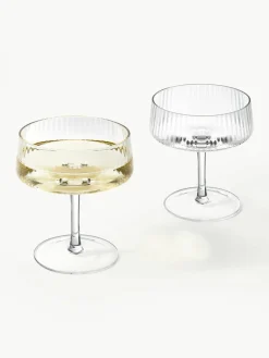 Handgemaakte champagneglazen Cami met groefstructuur, 4 stuks^Westwing Collection Sale