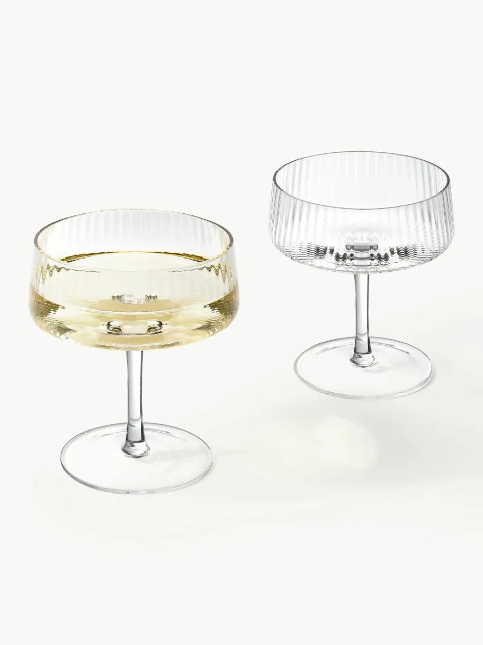 Handgemaakte champagneglazen Cami met groefstructuur, 4 stuks^Westwing Collection Sale