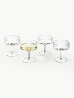 Handgemaakte champagneglazen Cami met groefstructuur, 4 stuks^Westwing Collection Sale